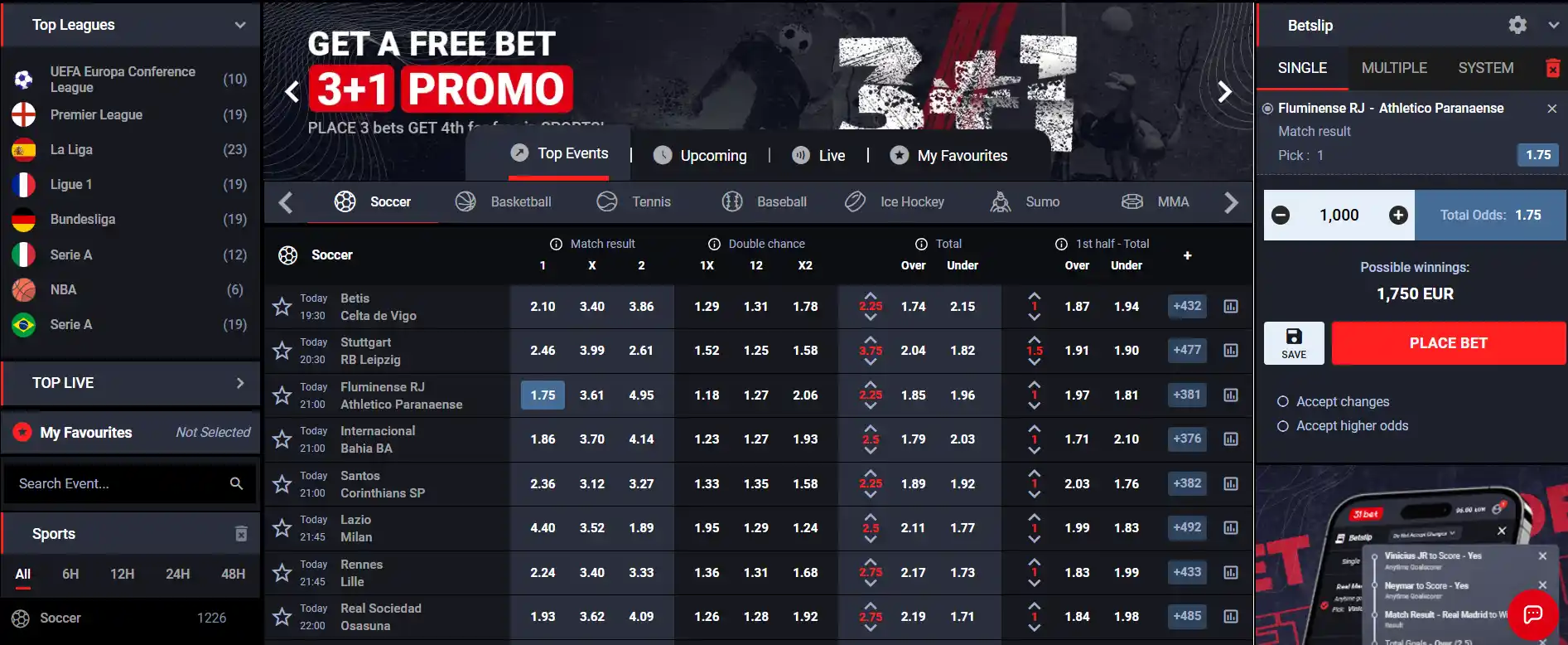 Sportsbook image of 31bet