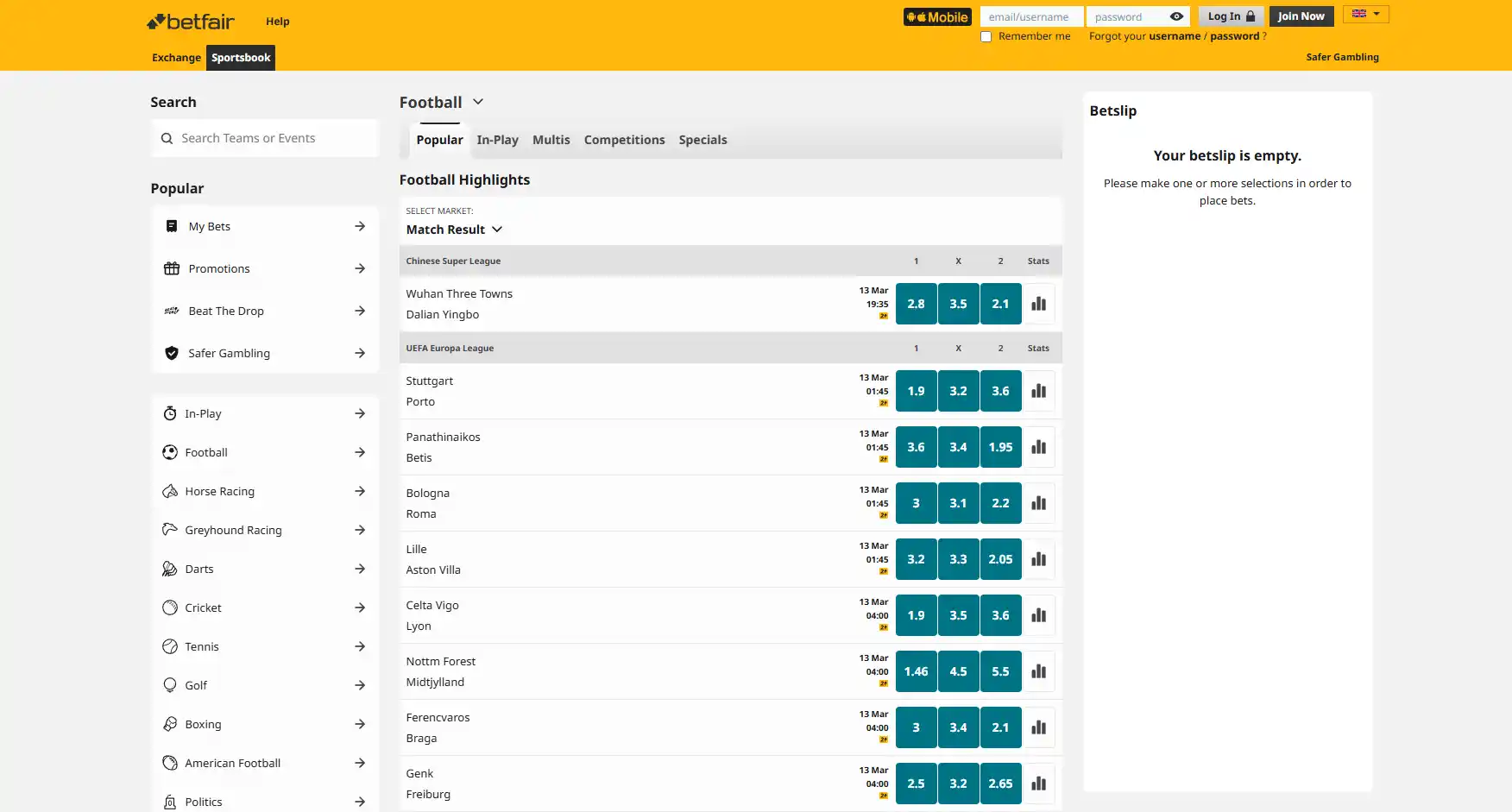 Sportsbook image of Betfair