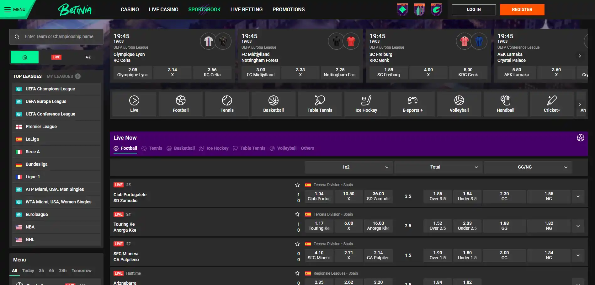 Sportsbook image of Betinia