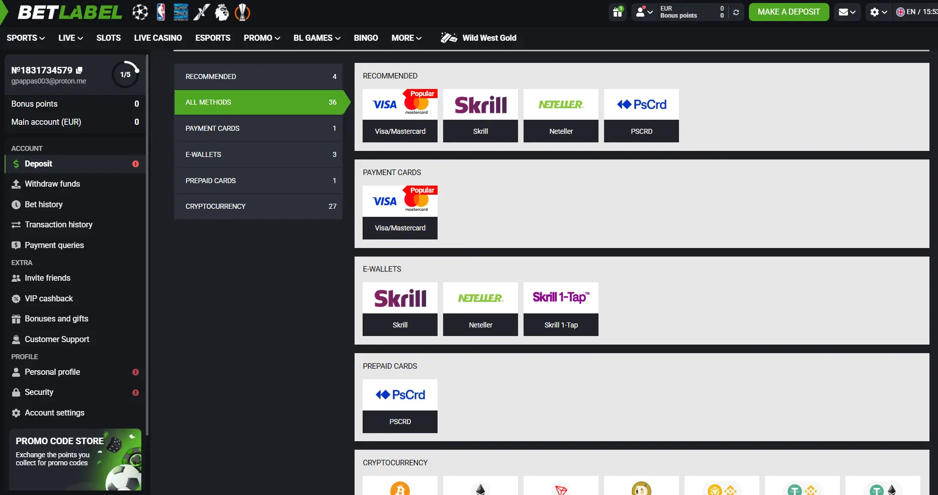 Cashier image of BetLabel