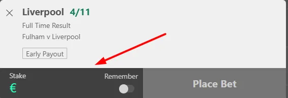 Visual representation of Betting slip stake