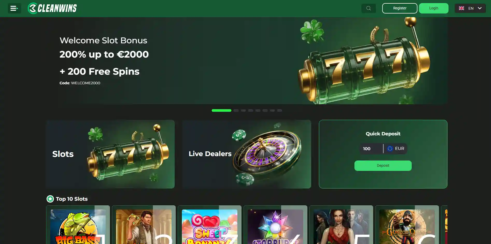 Image of the Cleanwins Casino section