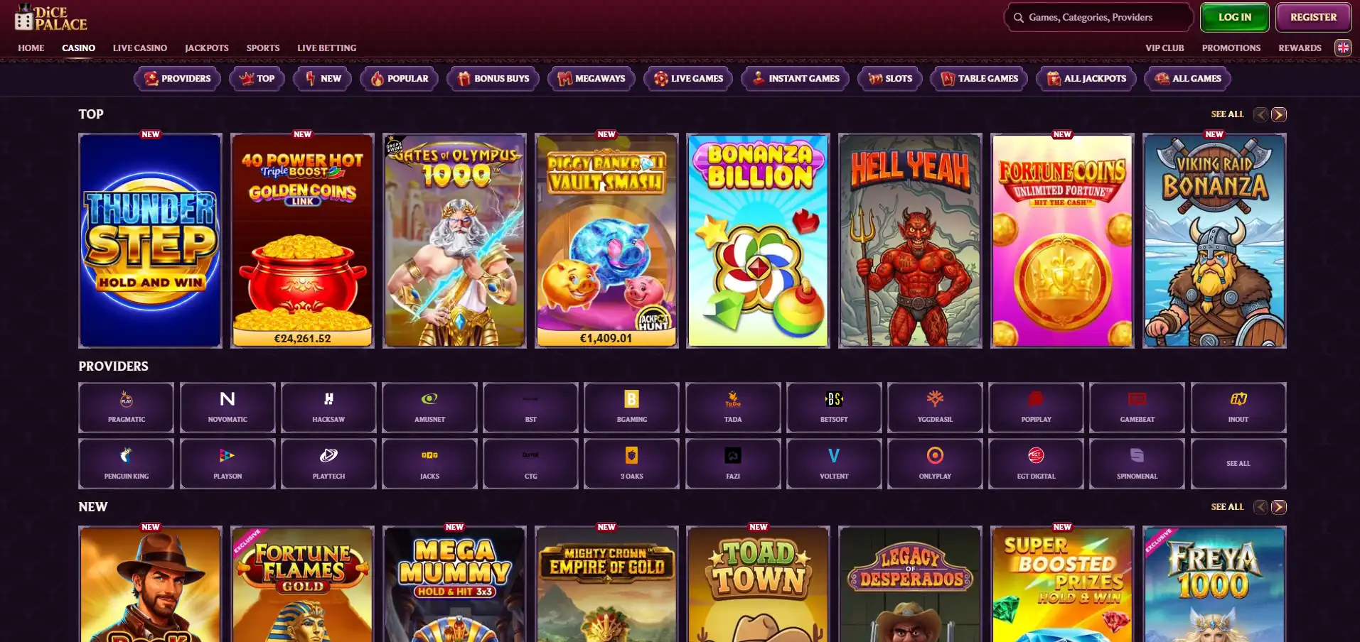 Homepage image of Dicepalace Casino