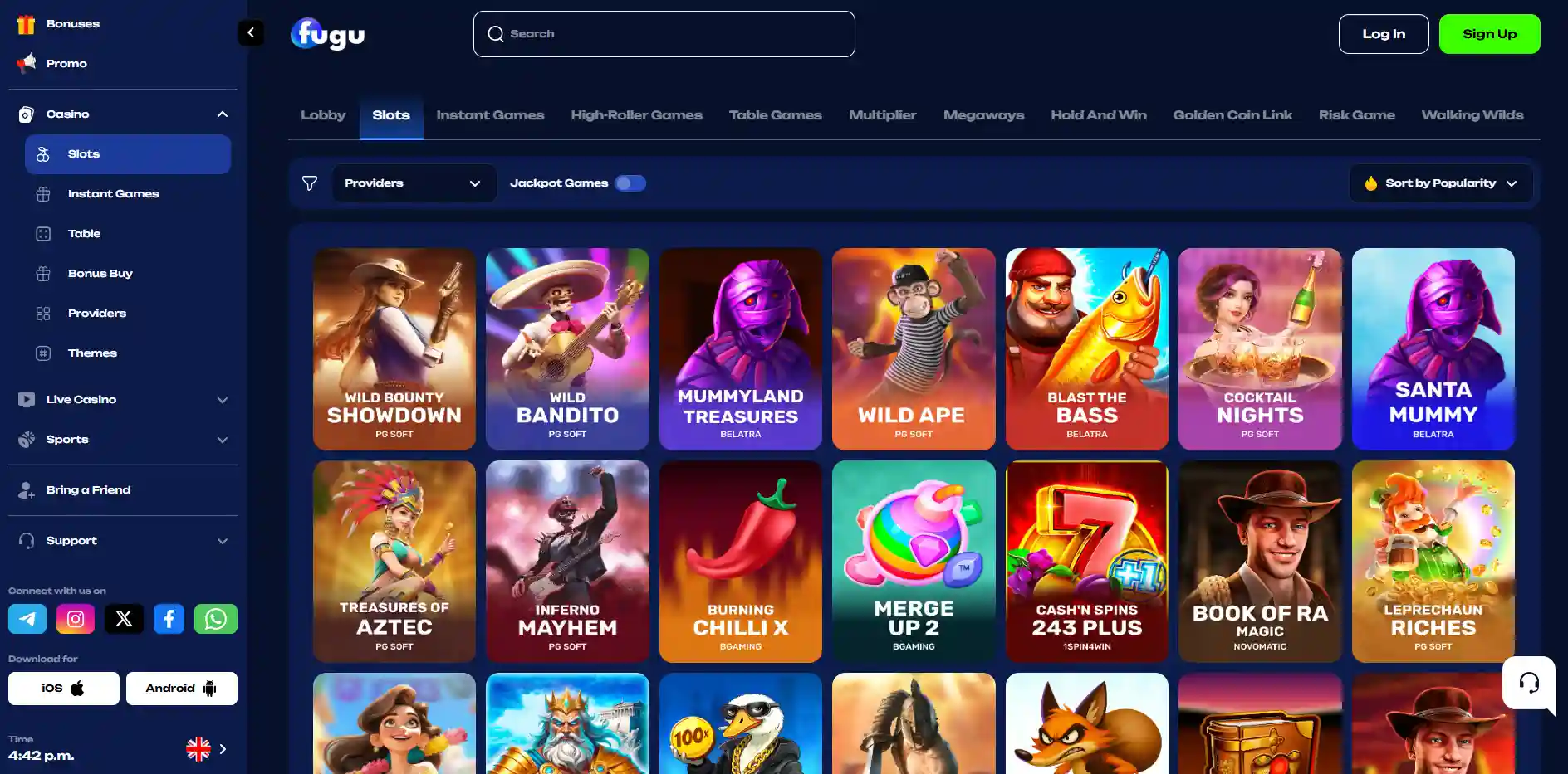 Image of the Fugu Casino section