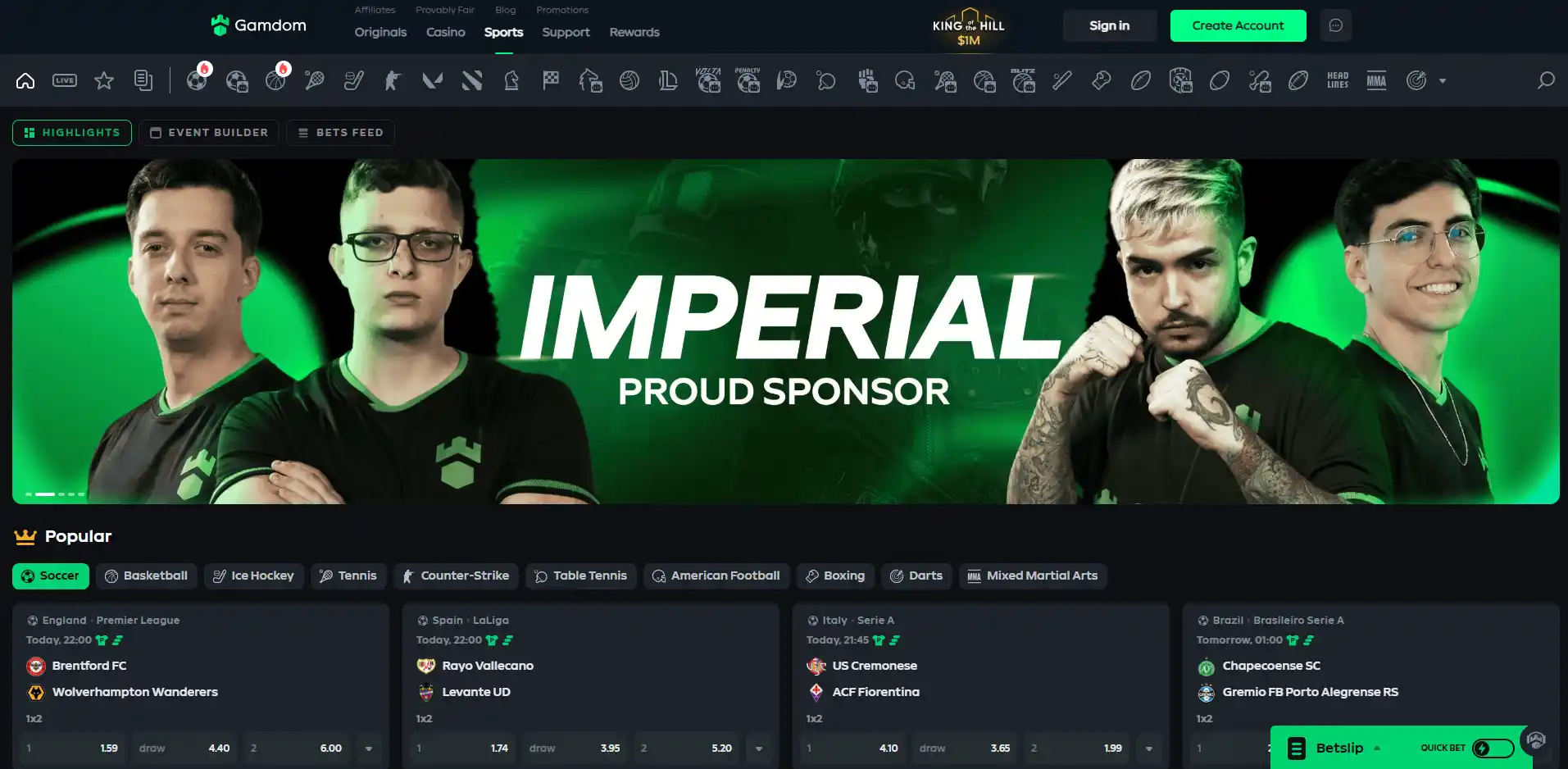 Sportsbook image of Gamdom