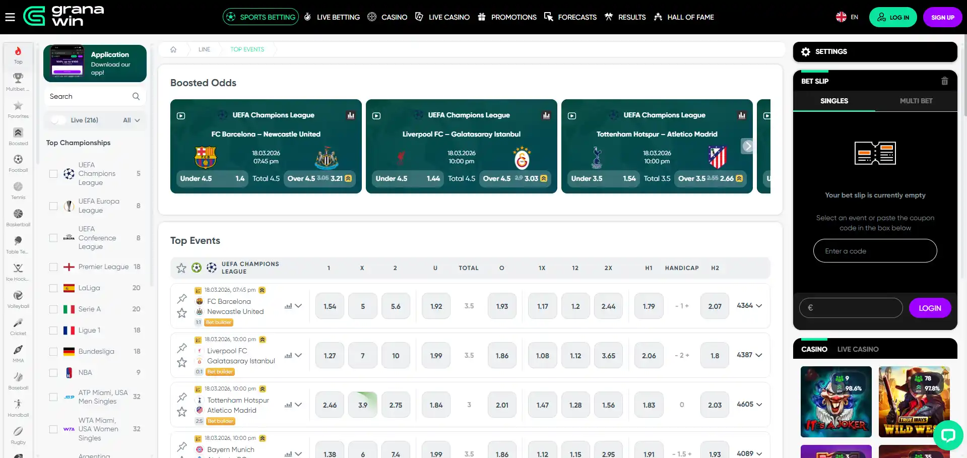 Sportsbook image of Granawin