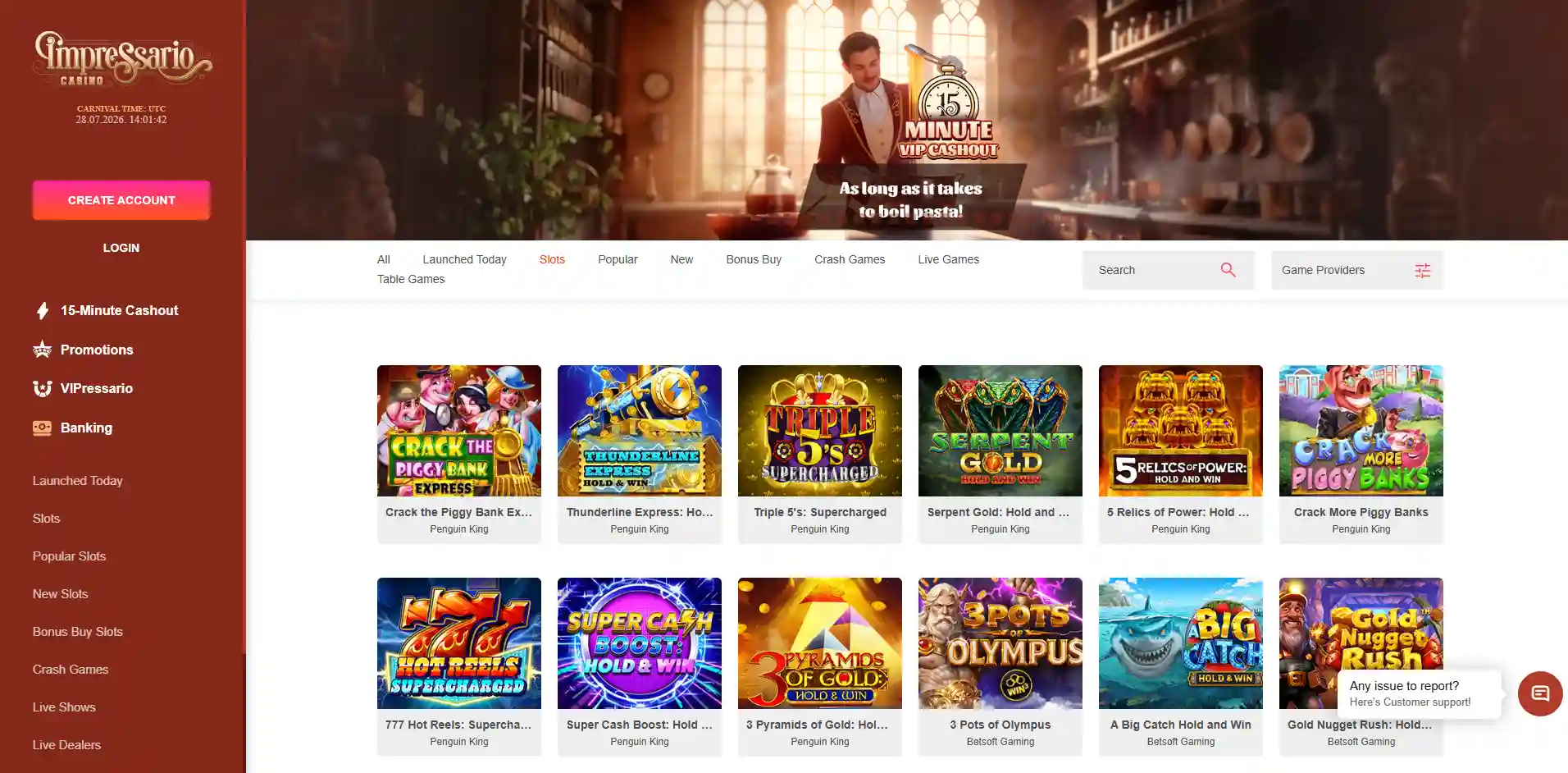Image of the Impressario Casino section
