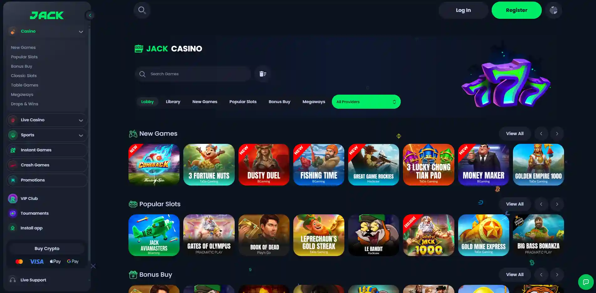 Image of the Jack Casino section