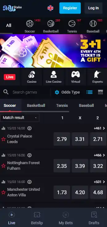 Mobile sportsbook image of Mystake