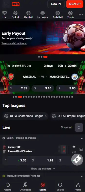 Mobile sportsbook image of N1bet
