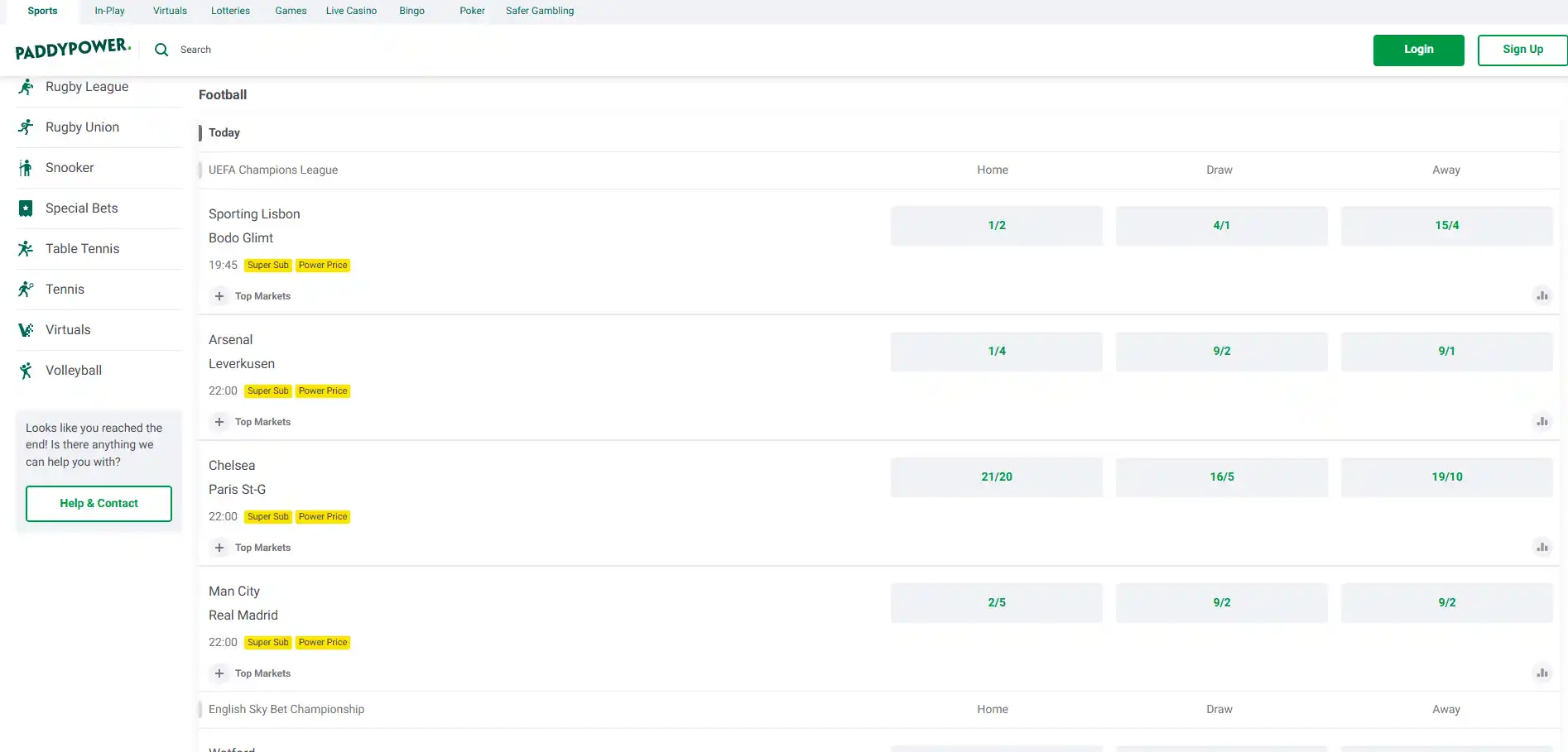 Sportsbook image of PaddyPower