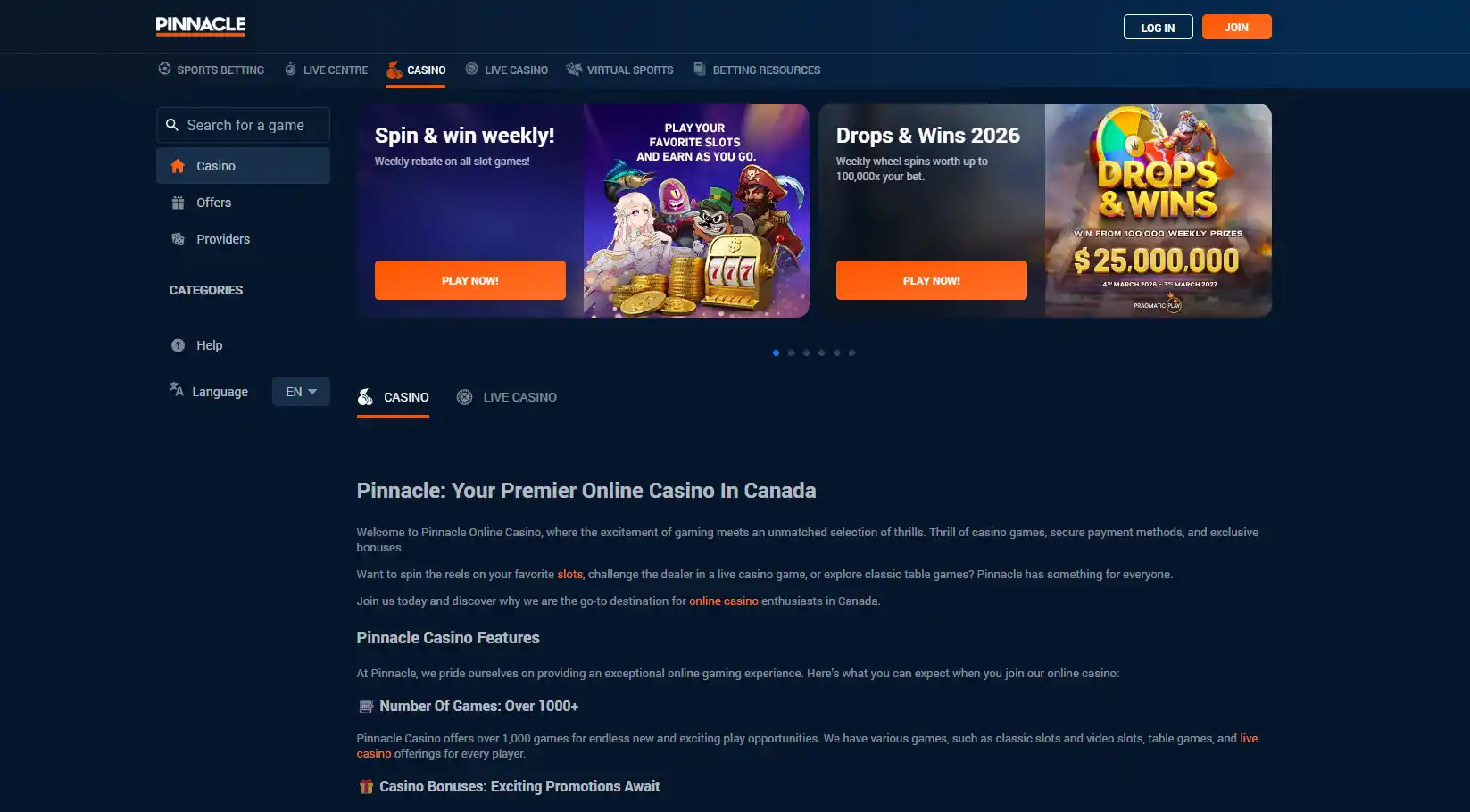 Casino image of Pinnacle