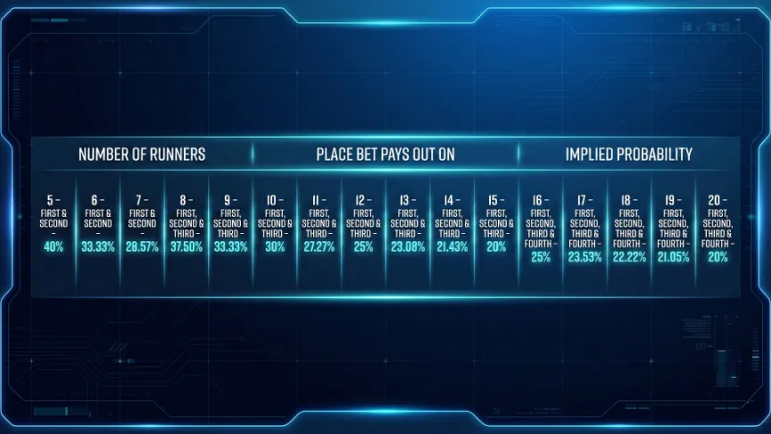 Place betting odds table chart