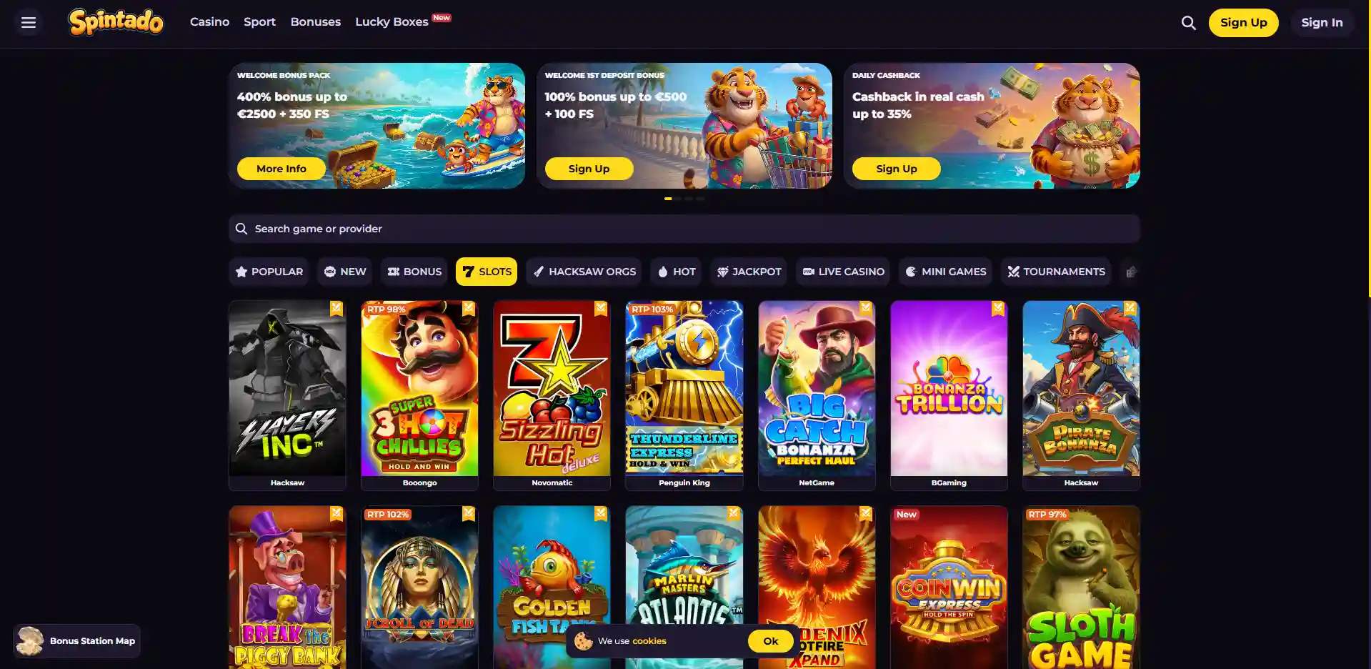 Image of the Spintado Casino section