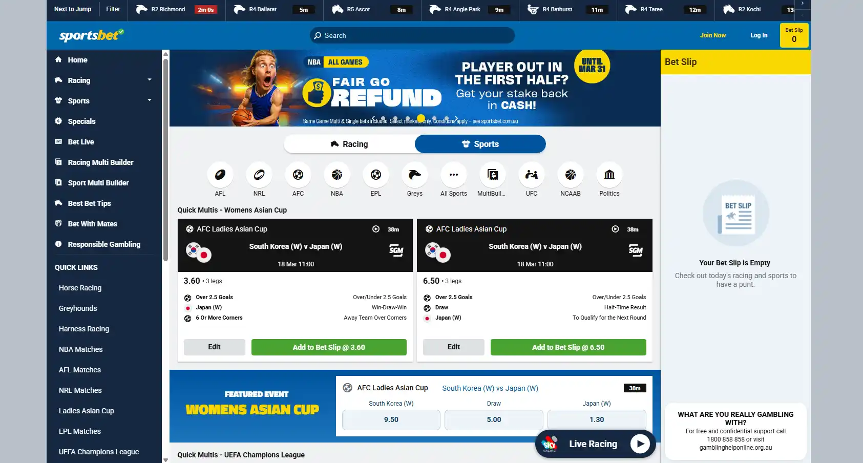 Sportsbook image of Sportsbet