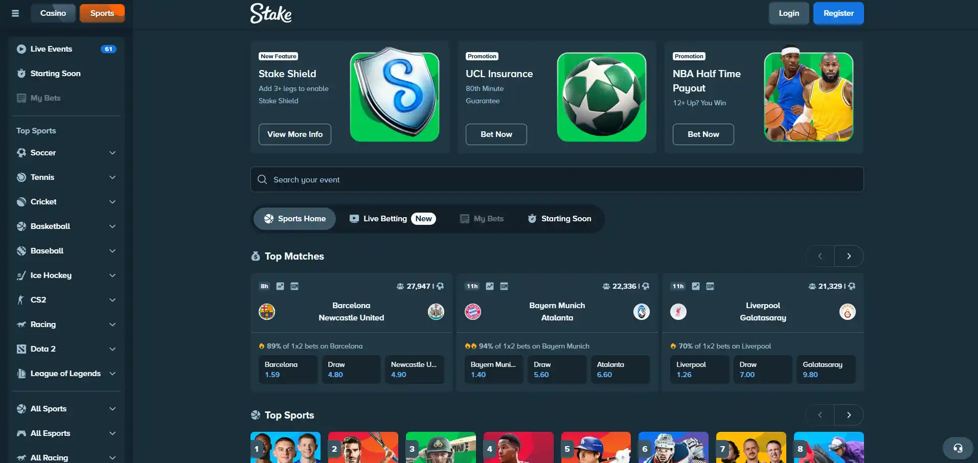 Sportsbook image of Stake