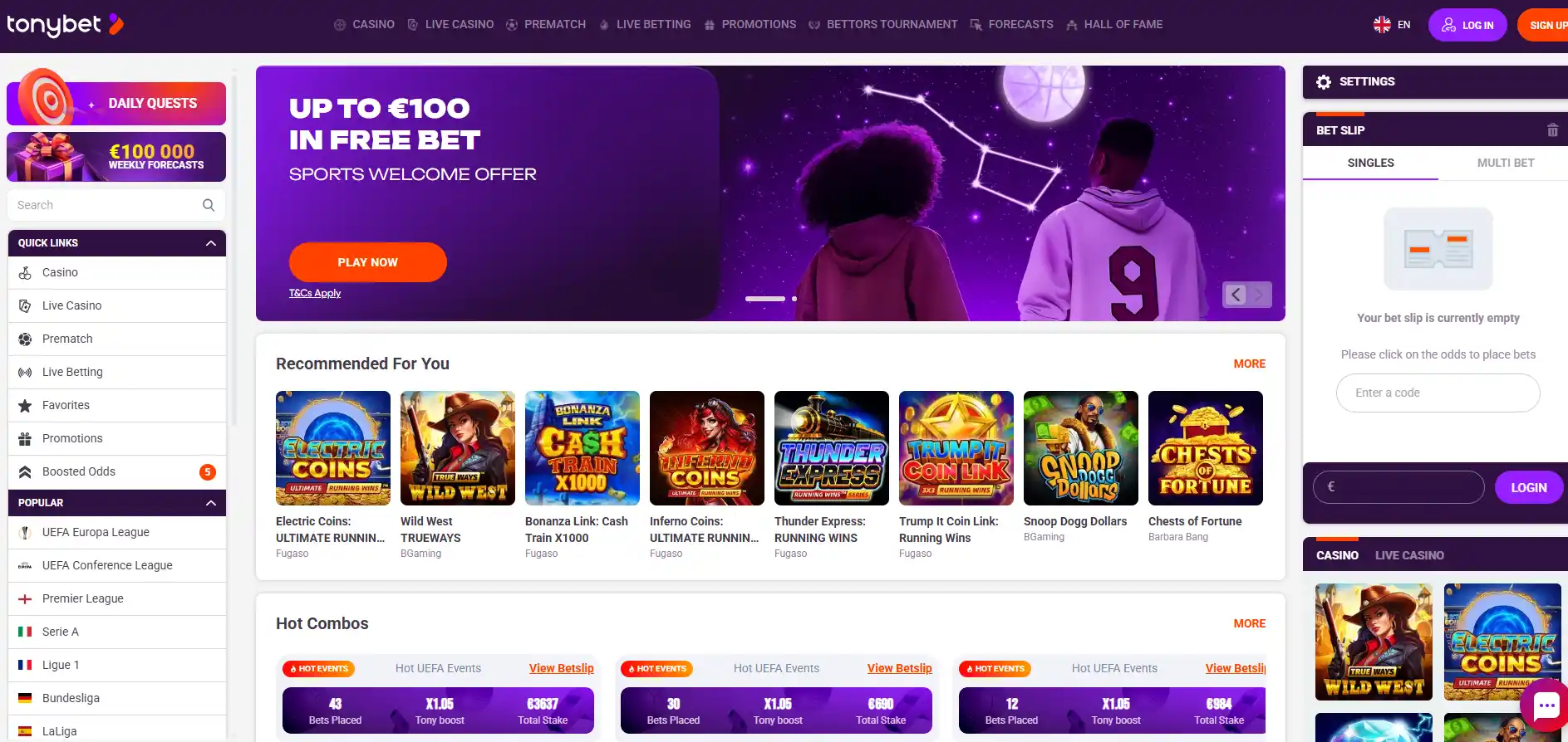 Homepage image of Tonybet
