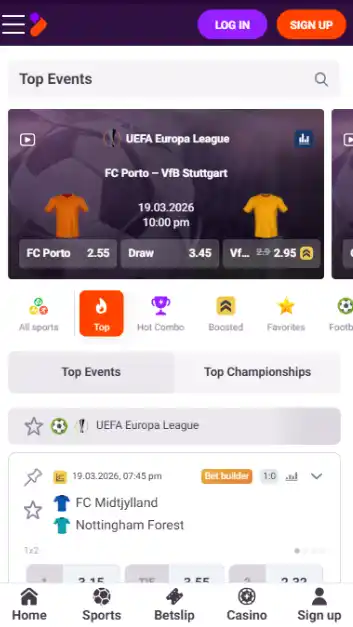 Mobile sportsbook image of Tonybet