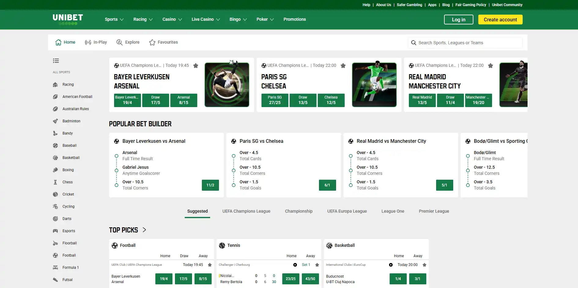 Sportsbook image of Unibet