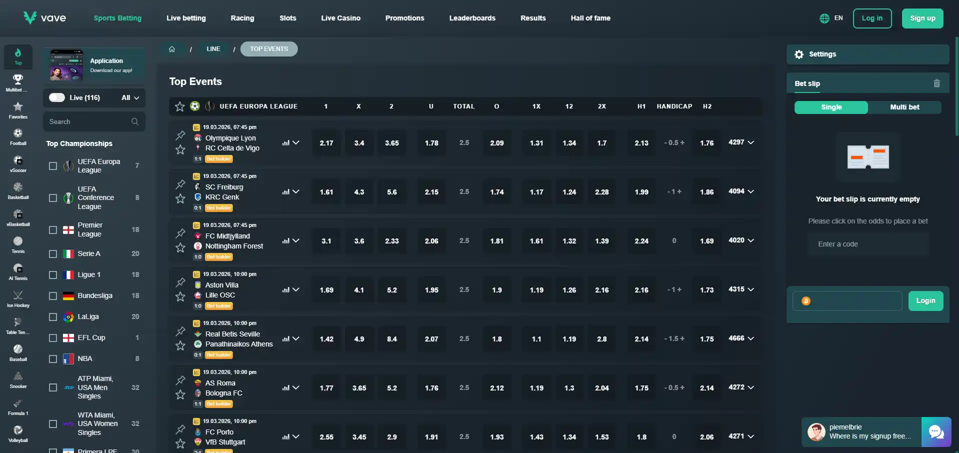 Sportsbook image of Vave