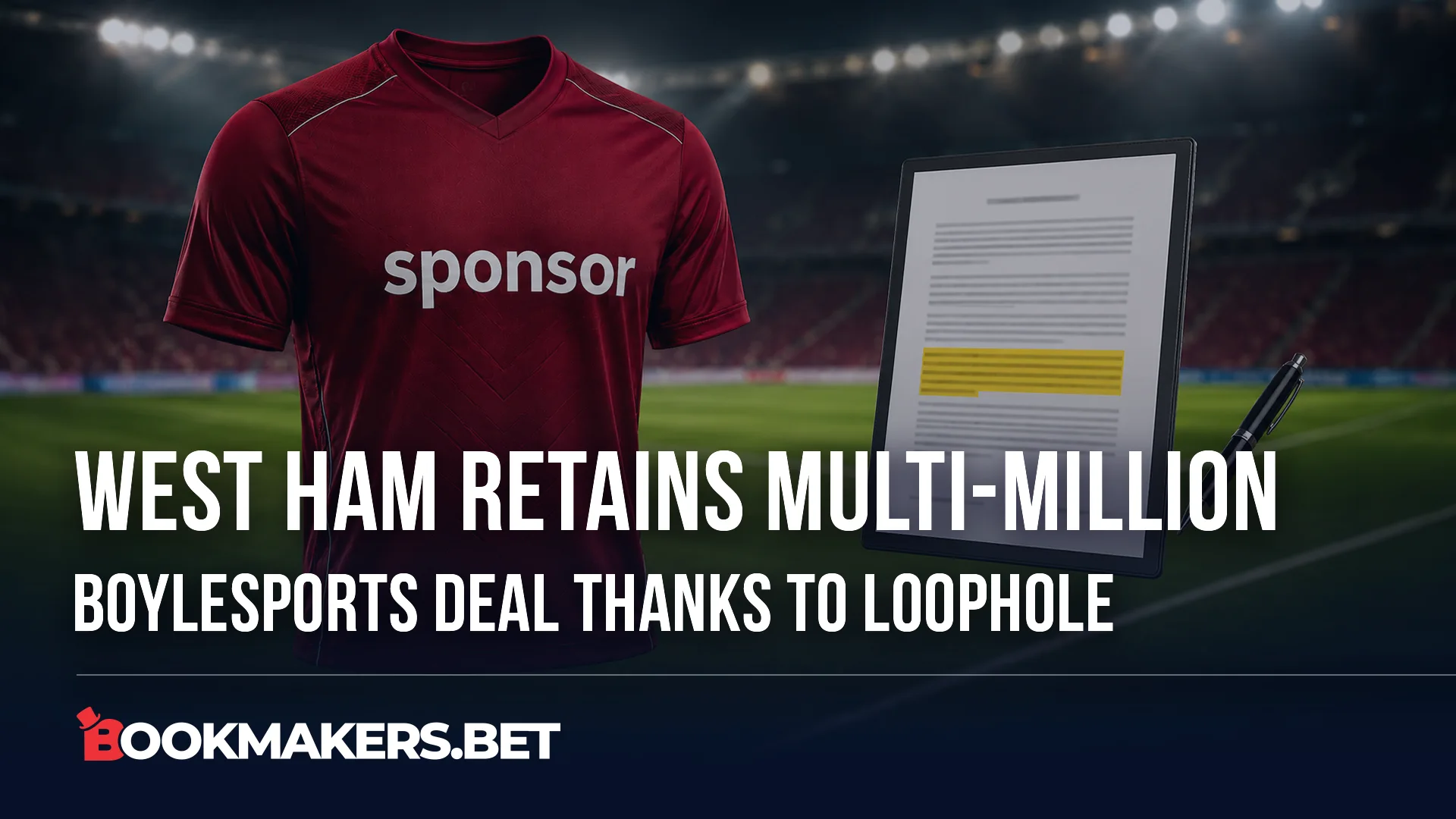 A football shirt with sponsor and a contract with a loophole