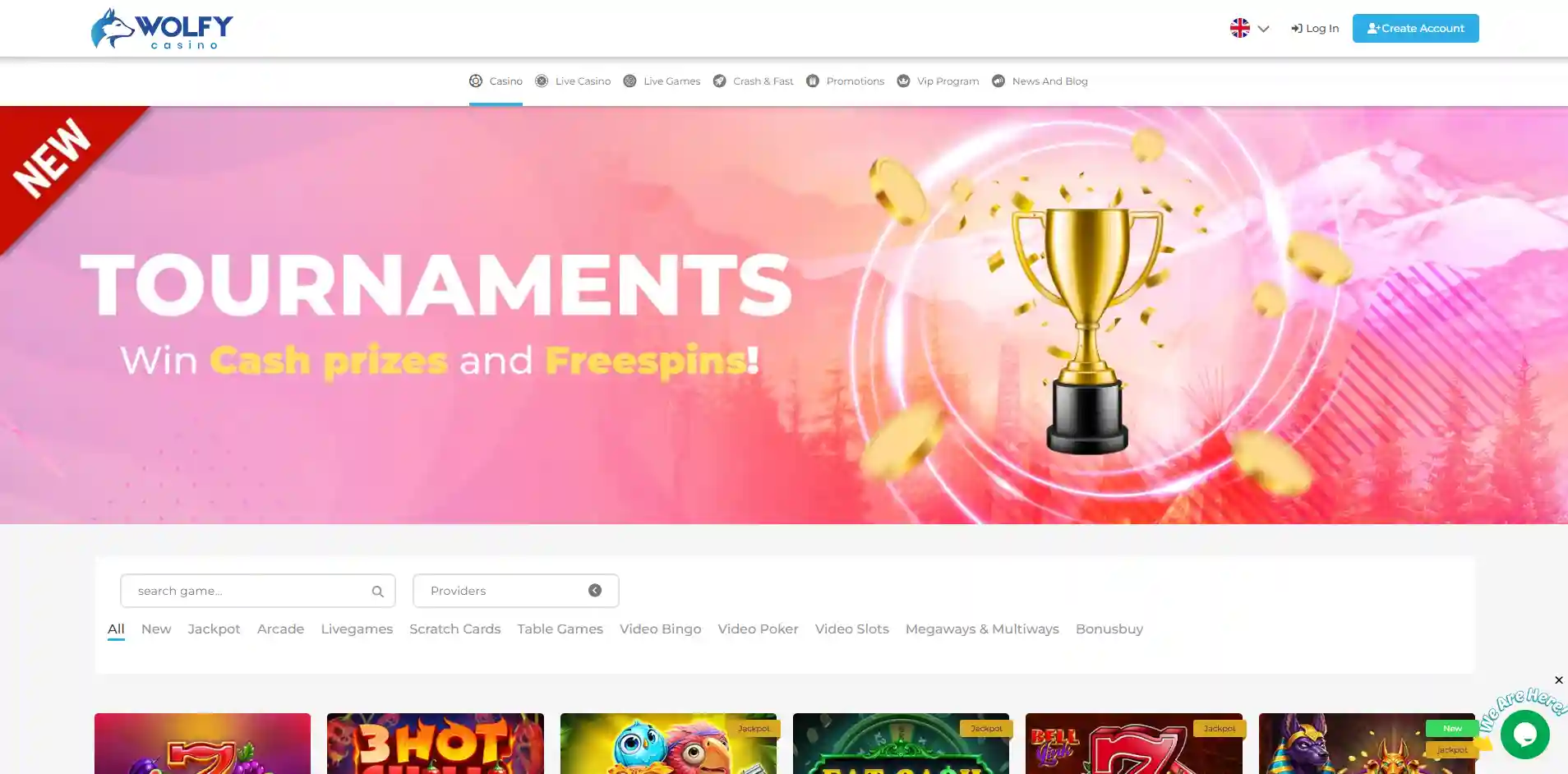 Image of the Wolfy Casino section